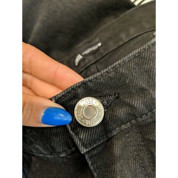 Zara Women's Black Wide Leg Jeans Size 12 zip fly raw hem - Picture 3 of 7